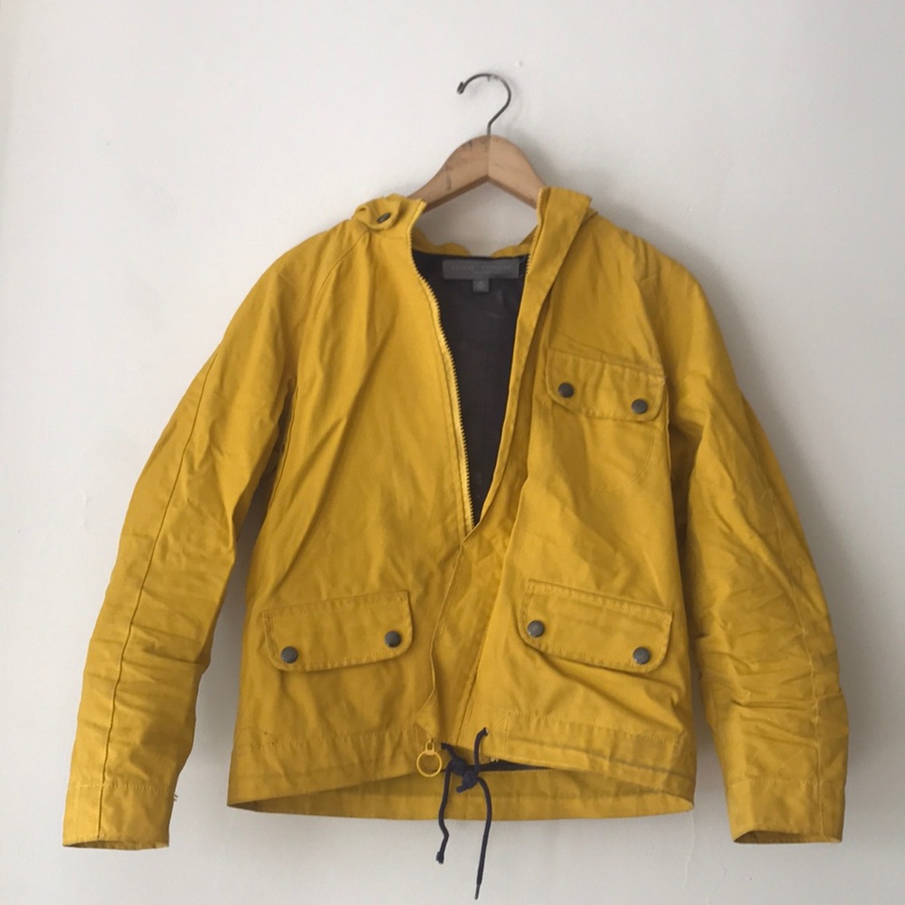 Proenza Schouler 4 Target yellow hooded rain coat